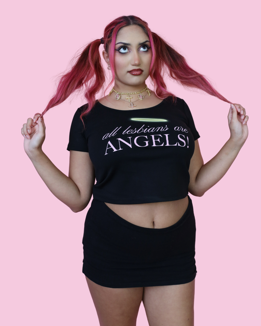 All Lesbians Are Angels | Y2K Baby Tee