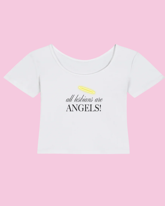 All Lesbians Are Angels | Y2K Baby Tee